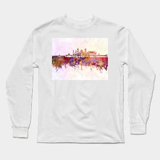 Cadiz skyline in watercolor background Long Sleeve T-Shirt